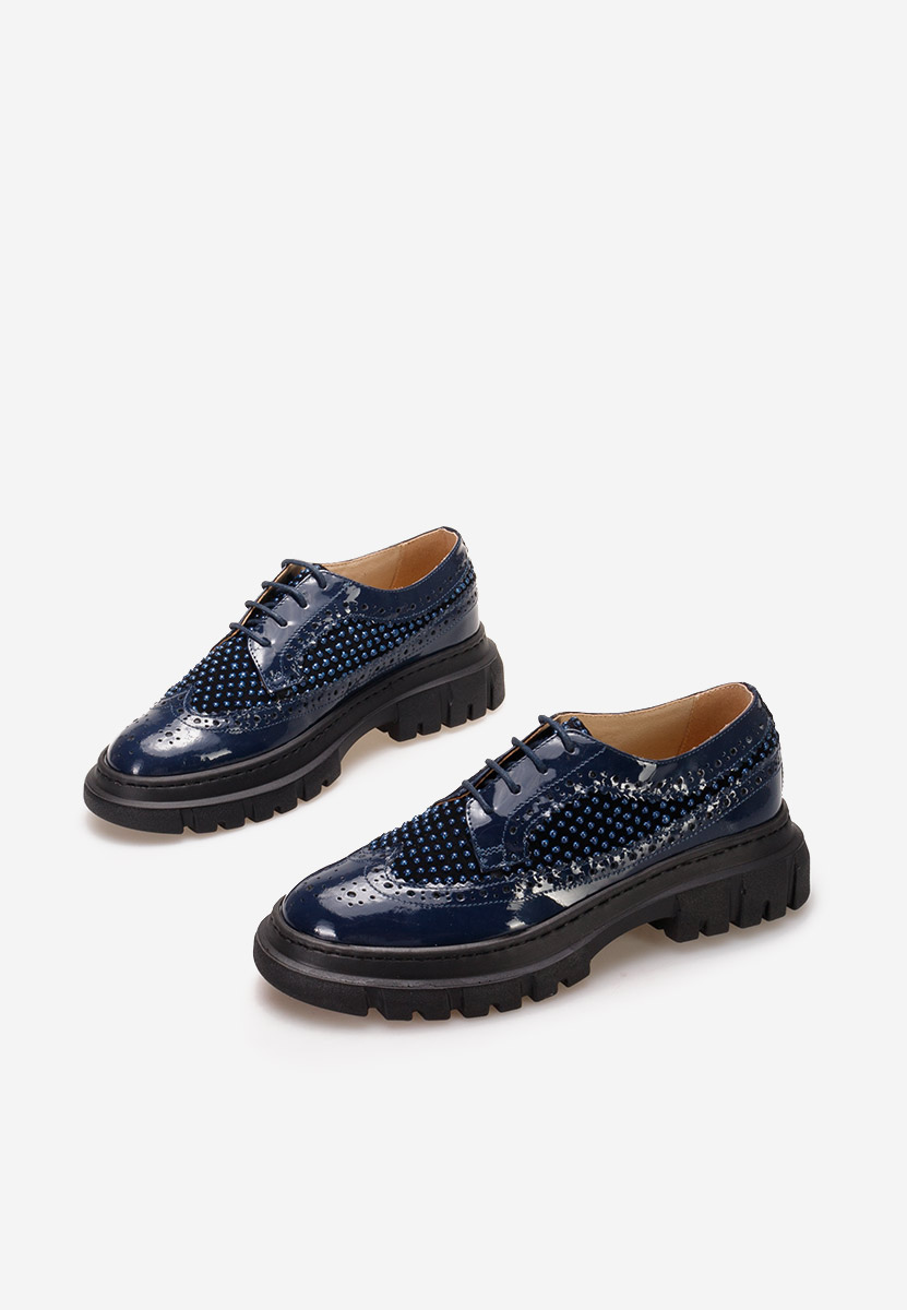 Kožne cipele derby Henise V5 plavo navy