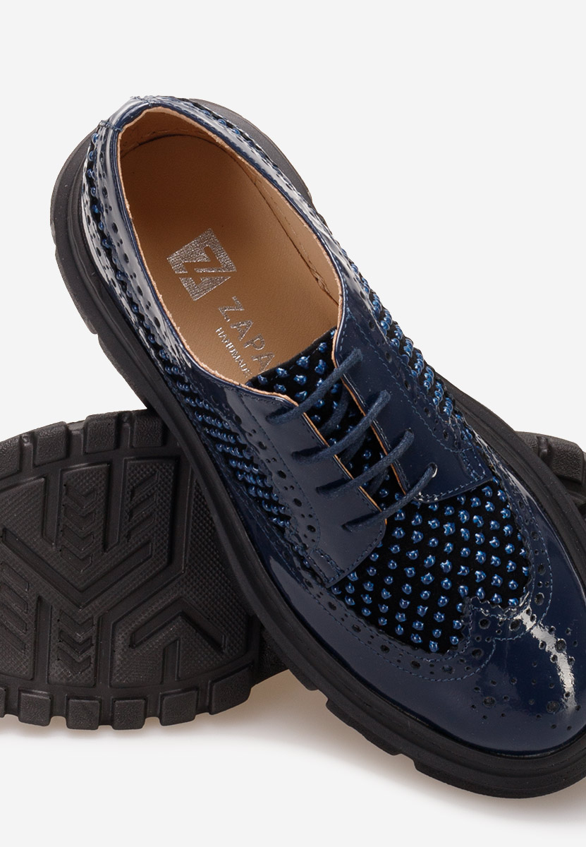Kožne cipele derby Henise V5 plavo navy