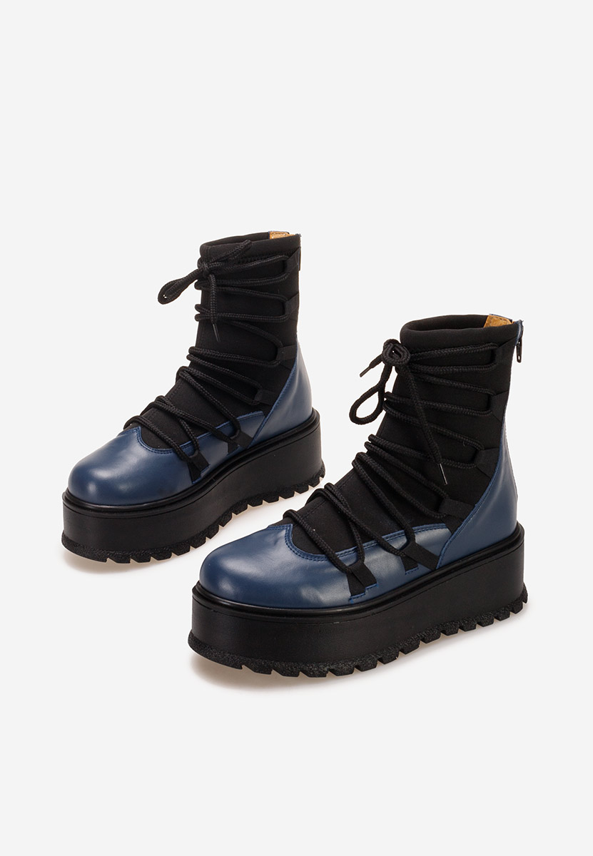 Gležnjače s platformom Amelia plavo navy