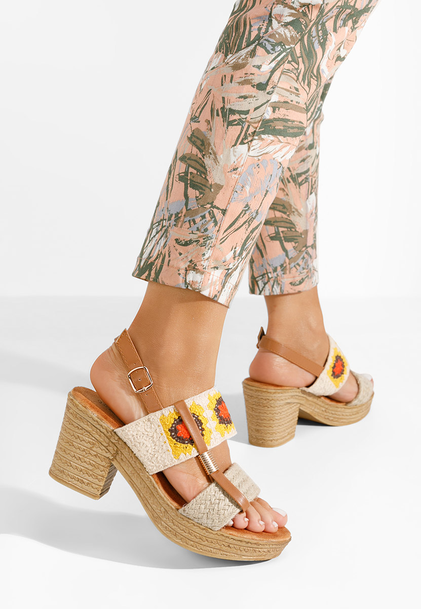 Sandale sa semi plato Zeina V2 bež