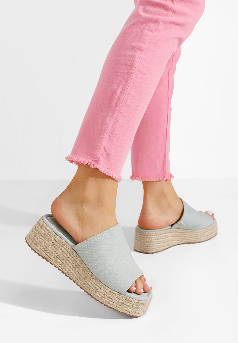 Papuče s platformom Sitema svijetlo plavi