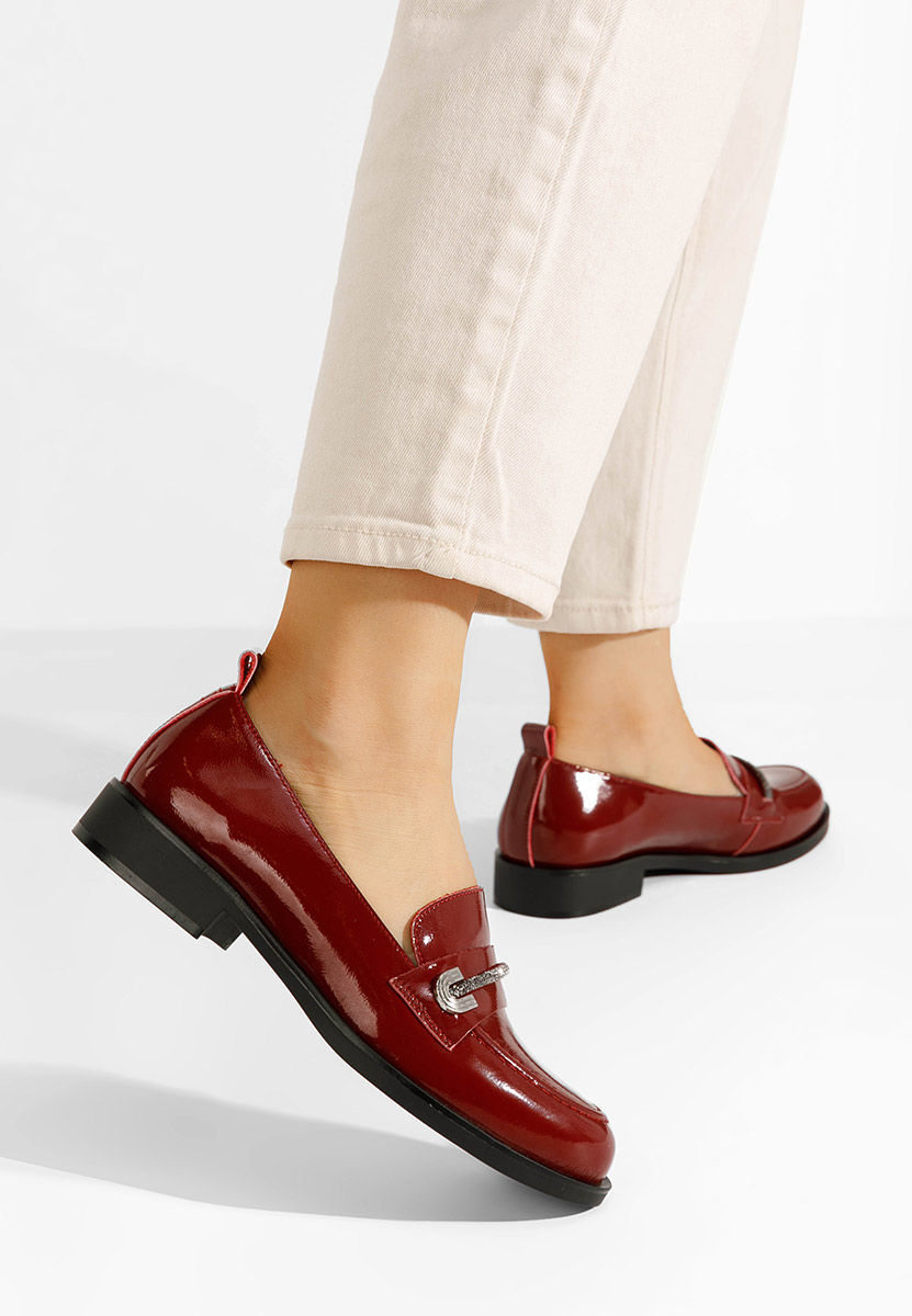 Mokasinke od prirodne kože Vibia vinsko crvena