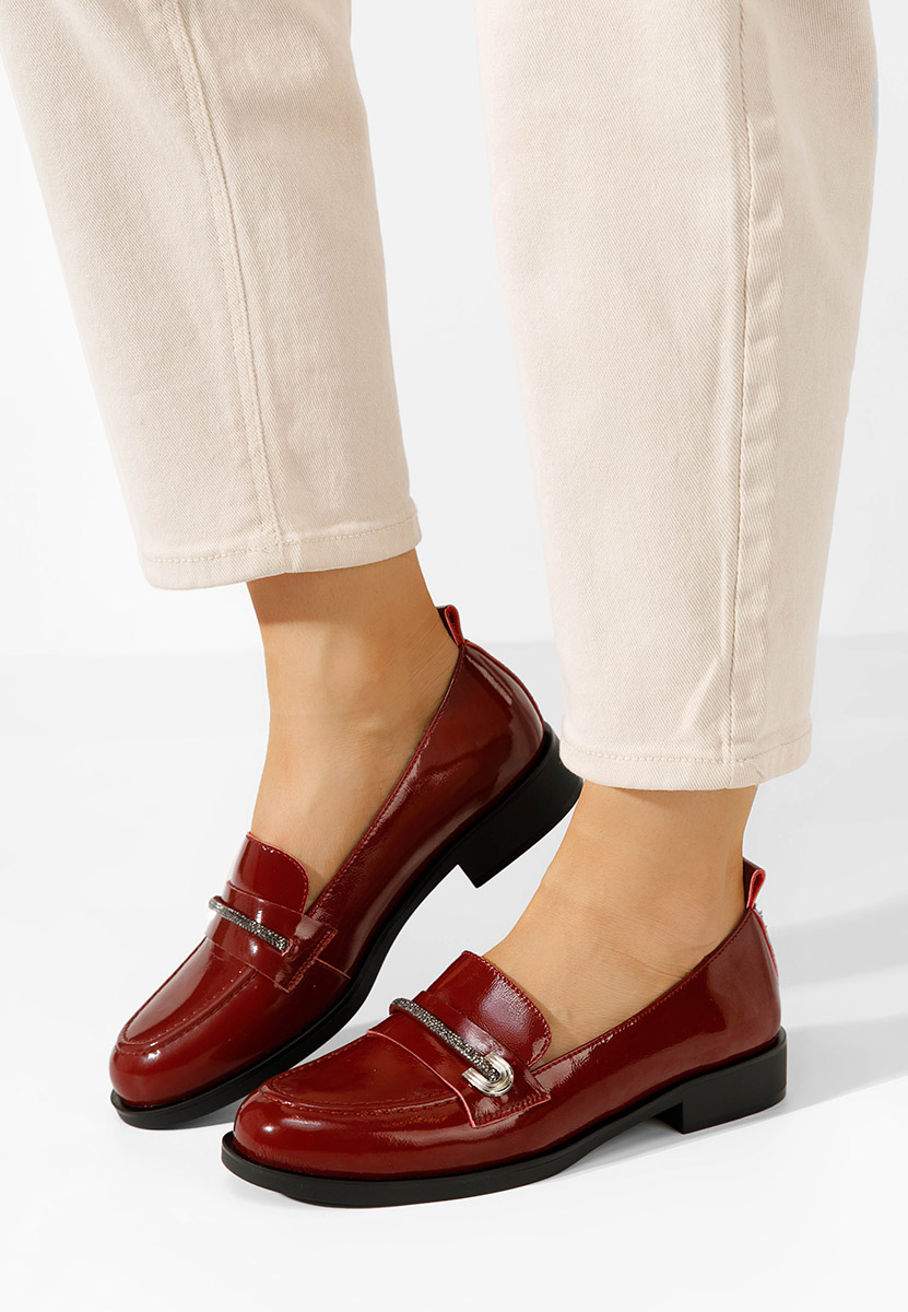 Mokasinke od prirodne kože Vibia vinsko crvena