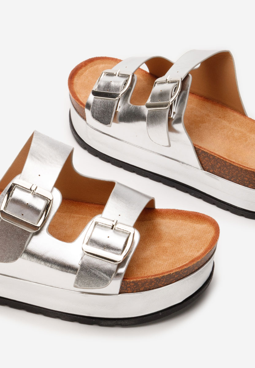 Papuče cu talpa inalta Ronna srebrno