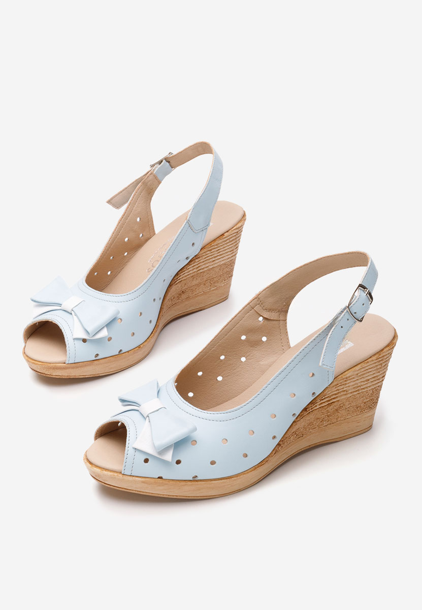 Sandale s platformom kože Breta svijetlo plave