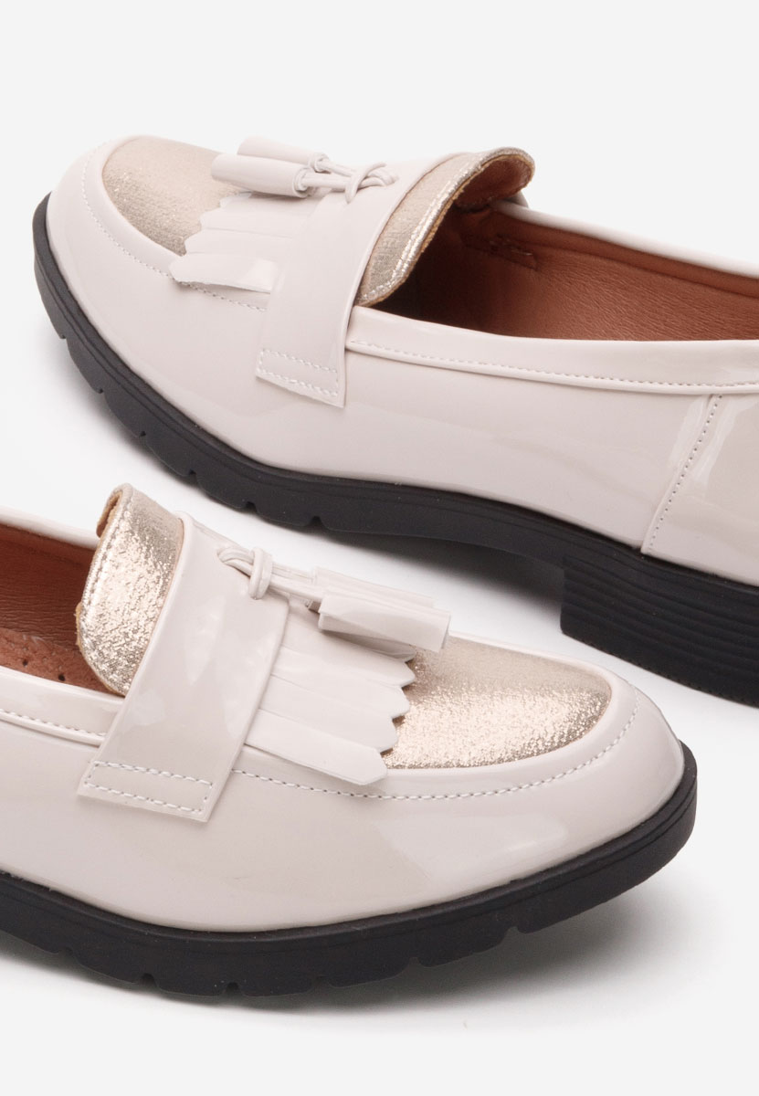 Lakirane ženske mokasinke Luciara bež