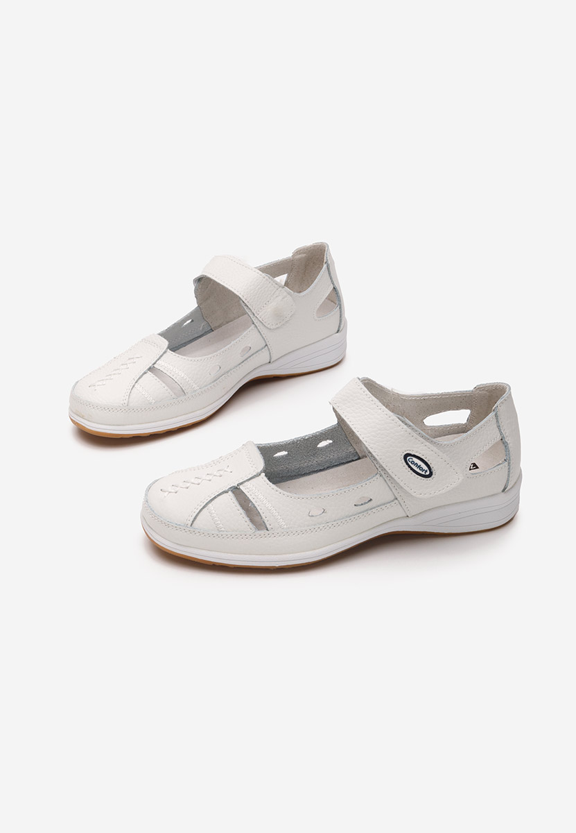 Balerinke od prirodne kože Deby bijele