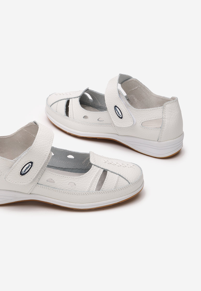 Balerinke od prirodne kože Deby bijele