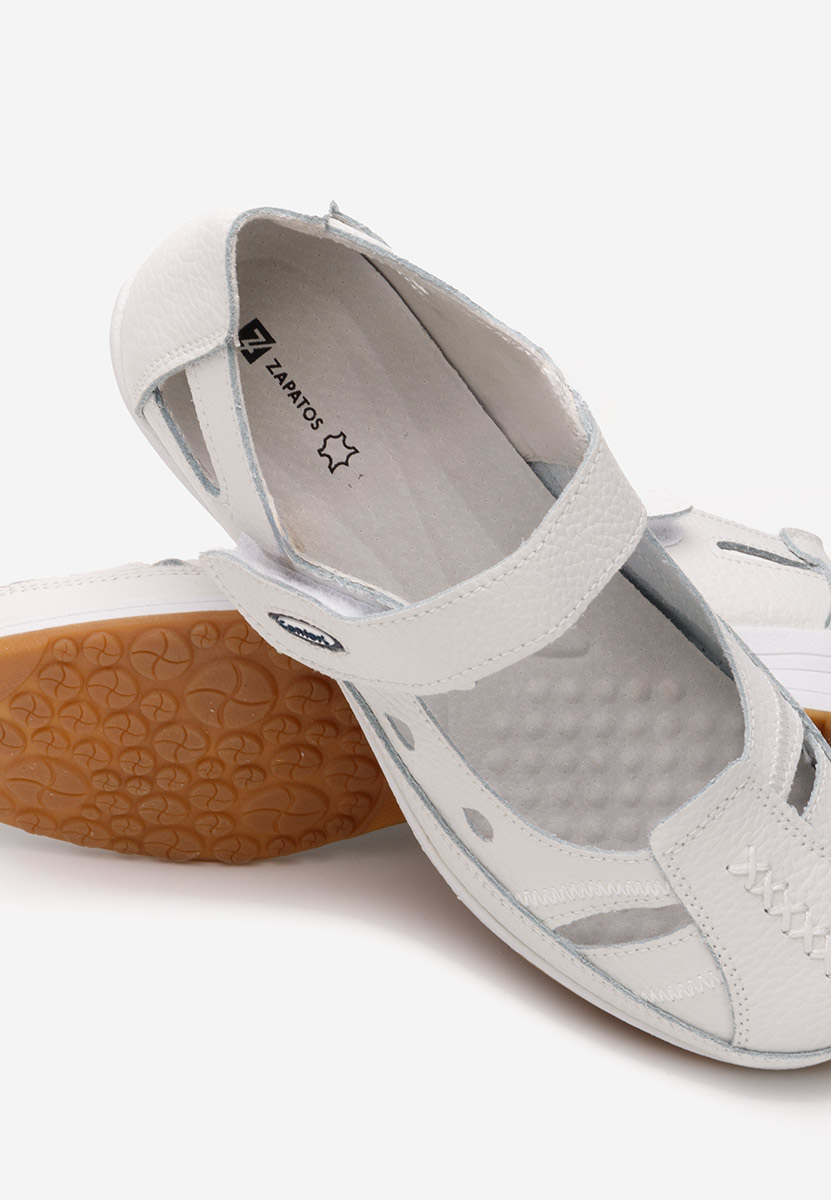 Balerinke od prirodne kože Deby bijele