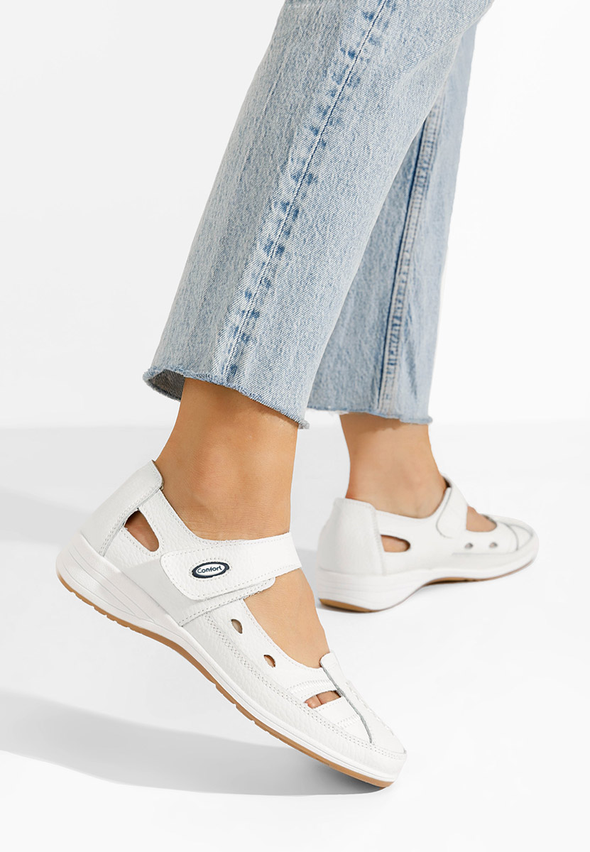 Balerinke od prirodne kože Deby bijele