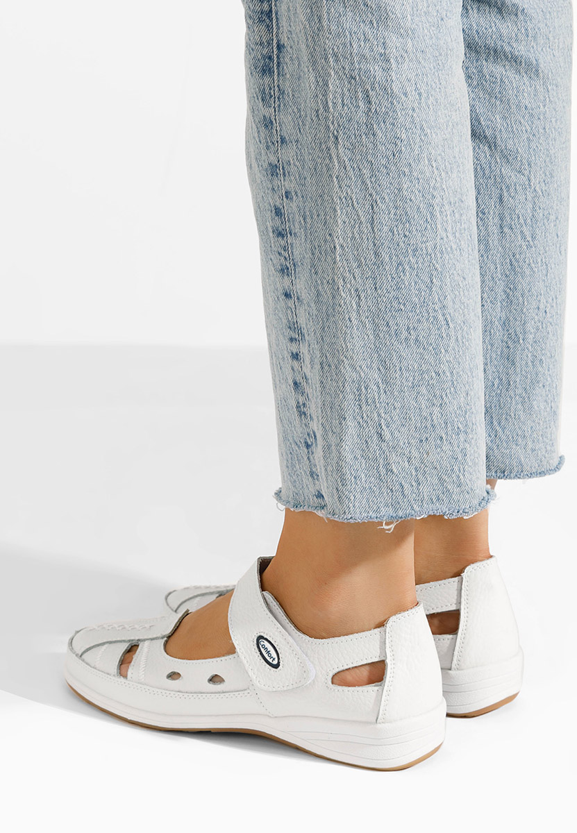 Balerinke od prirodne kože Deby bijele