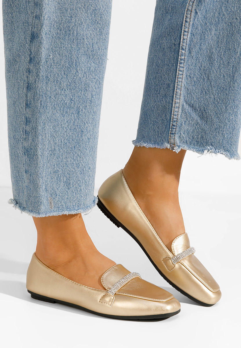 Ženske elegantne mokasinke Carre zlatno