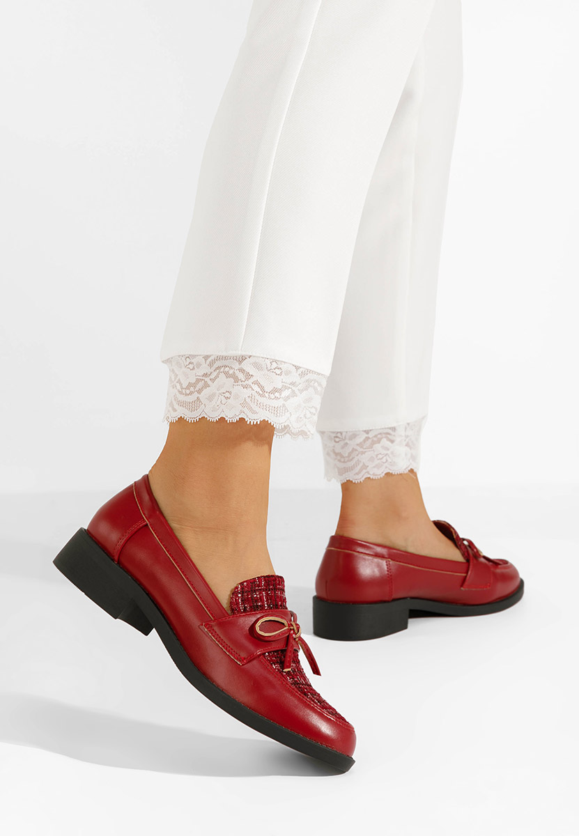 Ženske mokasinke Aliera vinsko crvena