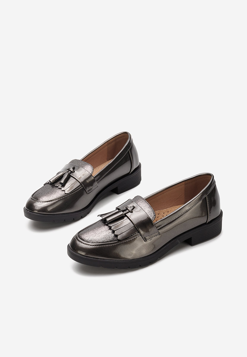 Lakirane ženske mokasinke Luciara sivo