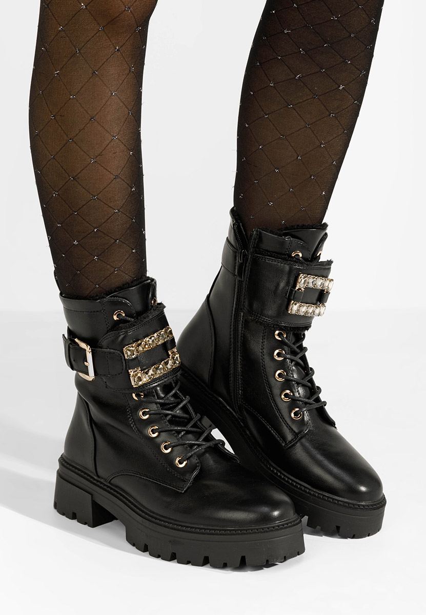 Ženske gležnjače na vezanje Acasia V2 crno