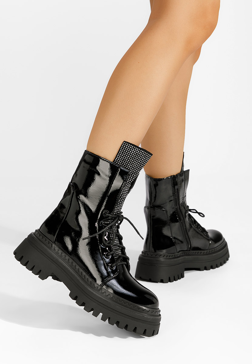 Ženske gležnjače na vezanje Siennara crno