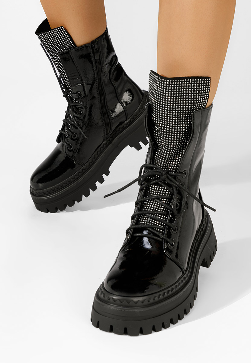 Ženske gležnjače na vezanje Siennara crno