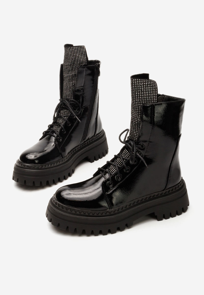 Ženske gležnjače na vezanje Siennara crno