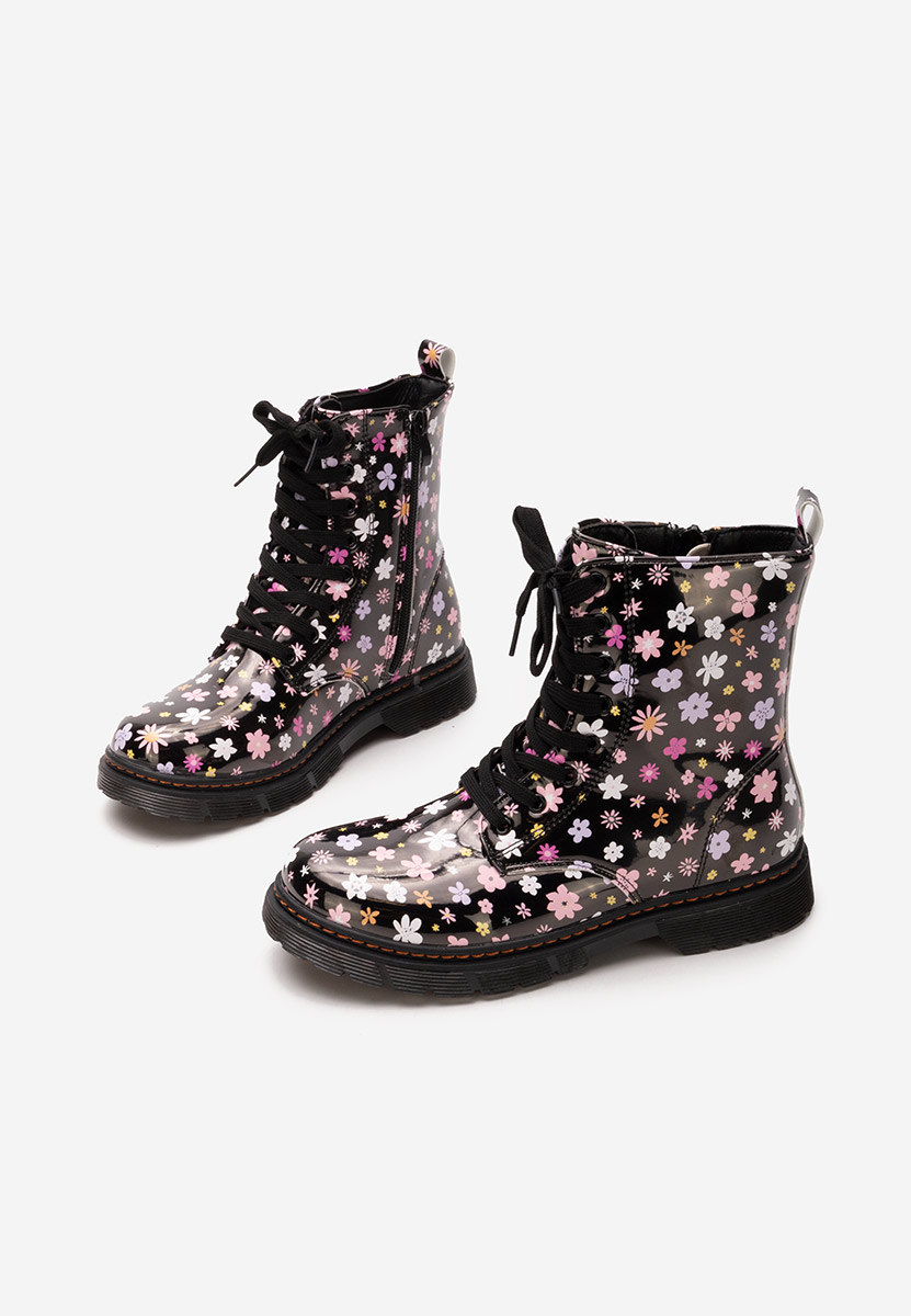 Gležnjače za djevojčice Flowers crno