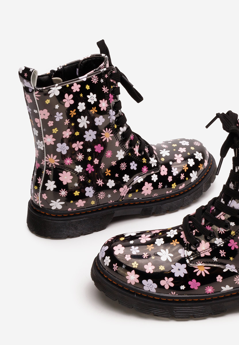 Gležnjače za djevojčice Flowers crno