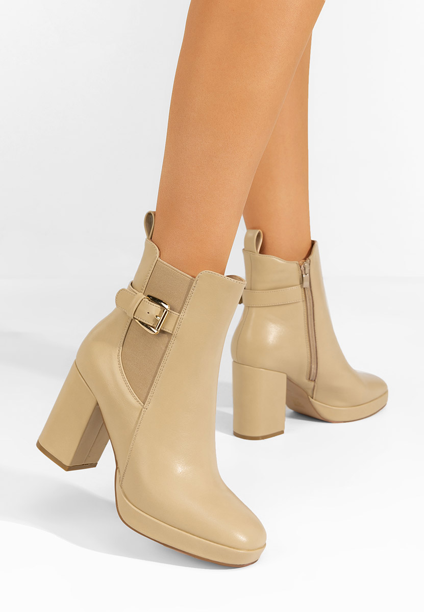 Gležnjače na block petu Sumiko bež