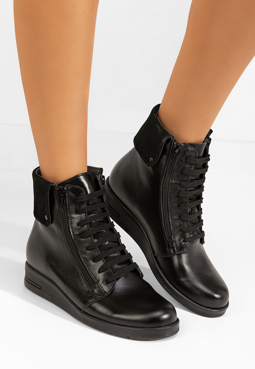 Kožne ženske gležnjače Monserrate crno