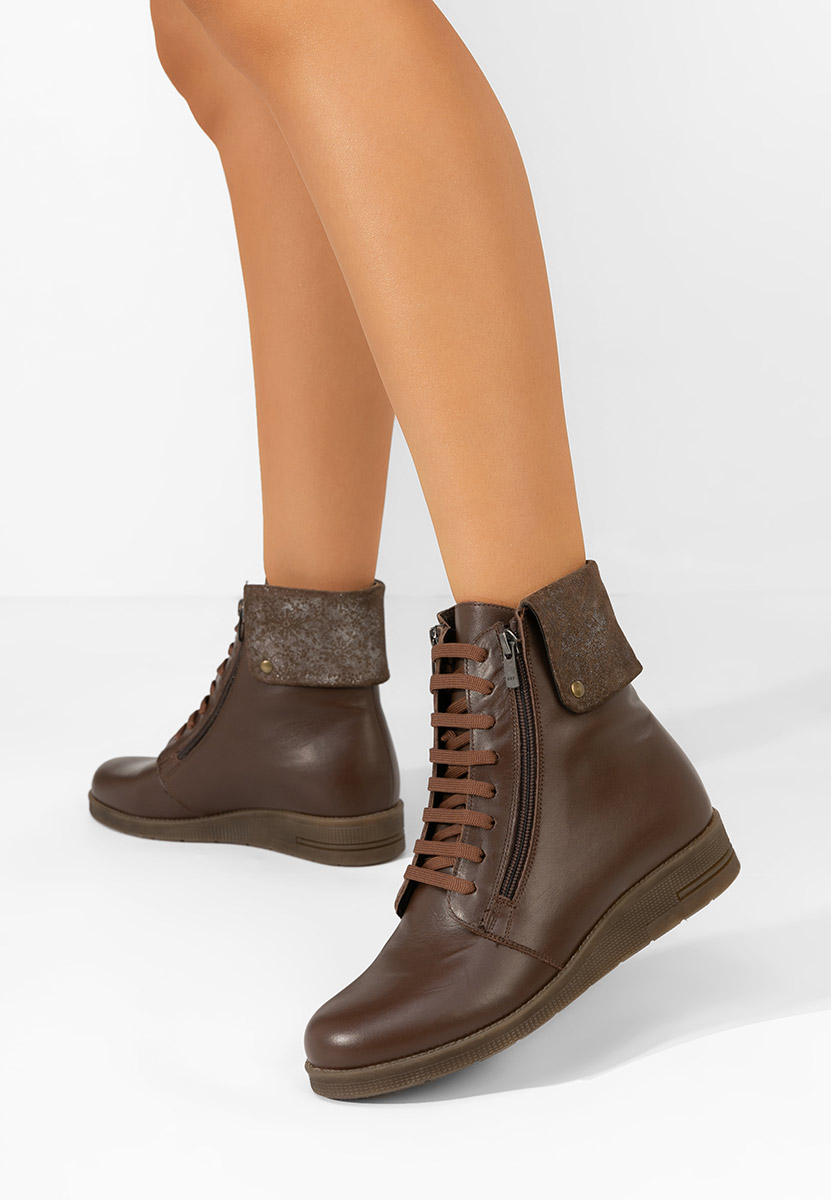 Kožne ženske gležnjače Monserrate braon