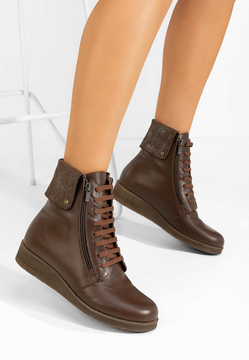 Kožne ženske gležnjače Monserrate braon