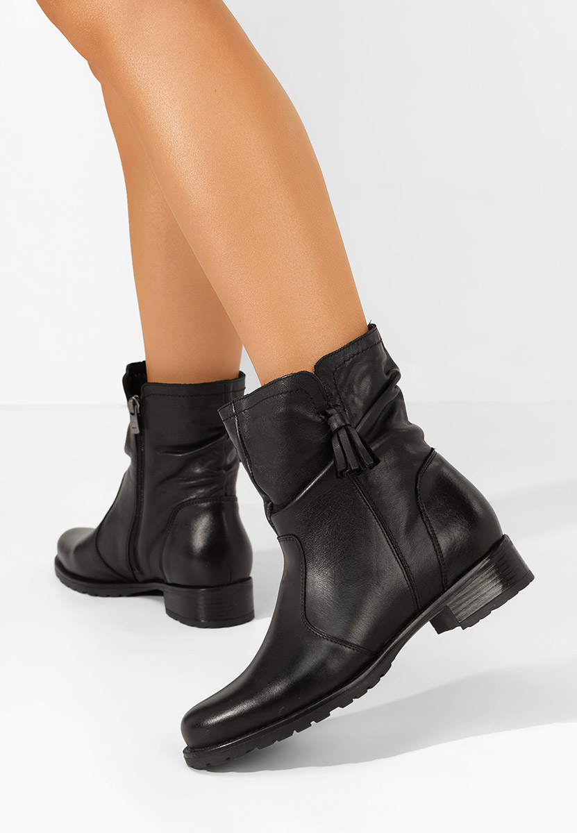 Kožne ženske gležnjače Cristine crno