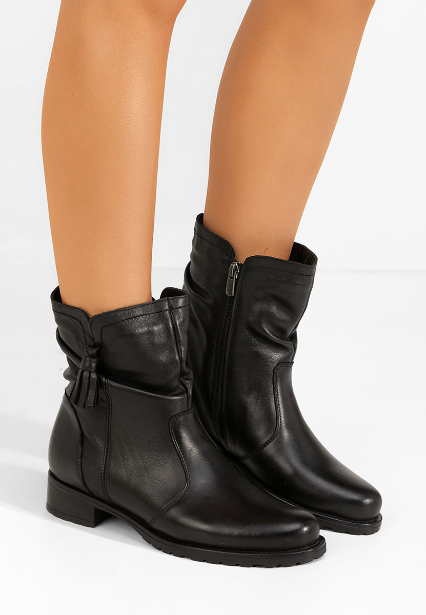 Kožne ženske gležnjače Cristine crno