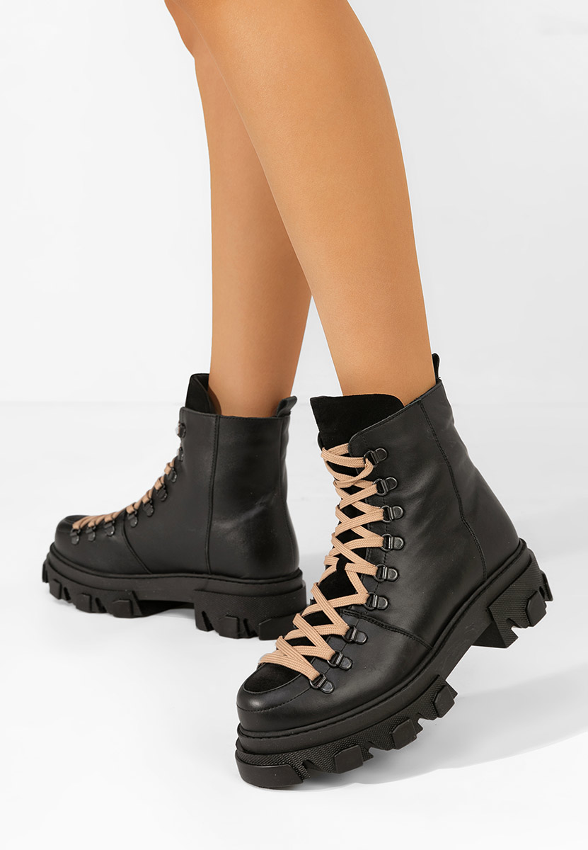 Kožne gležnjače na vezanje Mercy crno