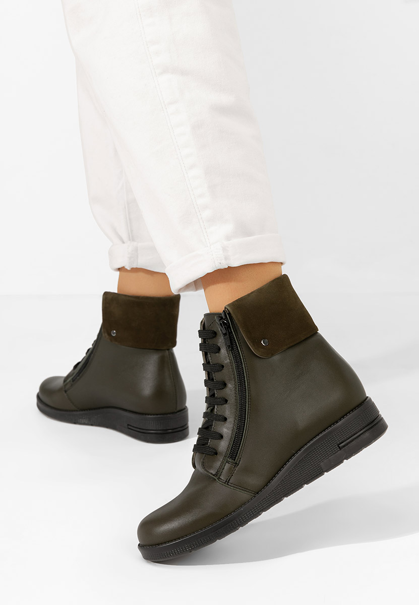 Kožne ženske gležnjače Monserrate kaki