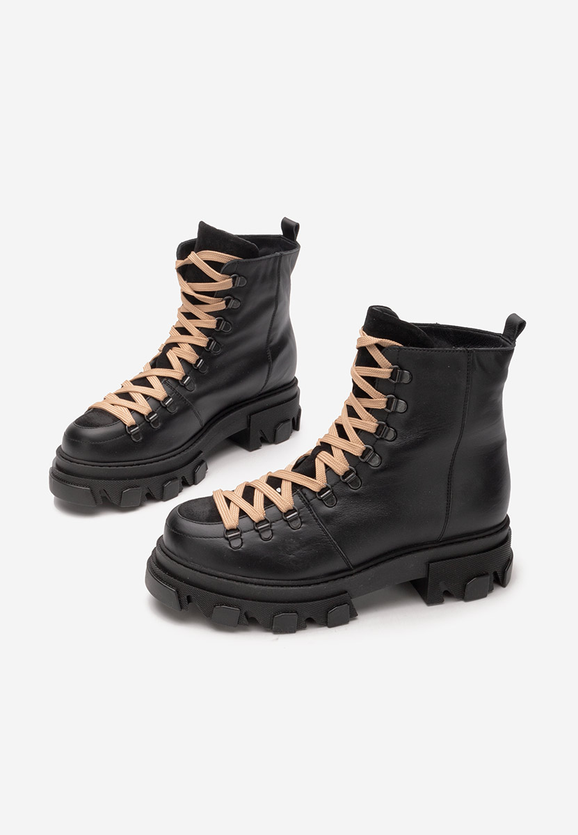 Kožne gležnjače na vezanje Mercy crno