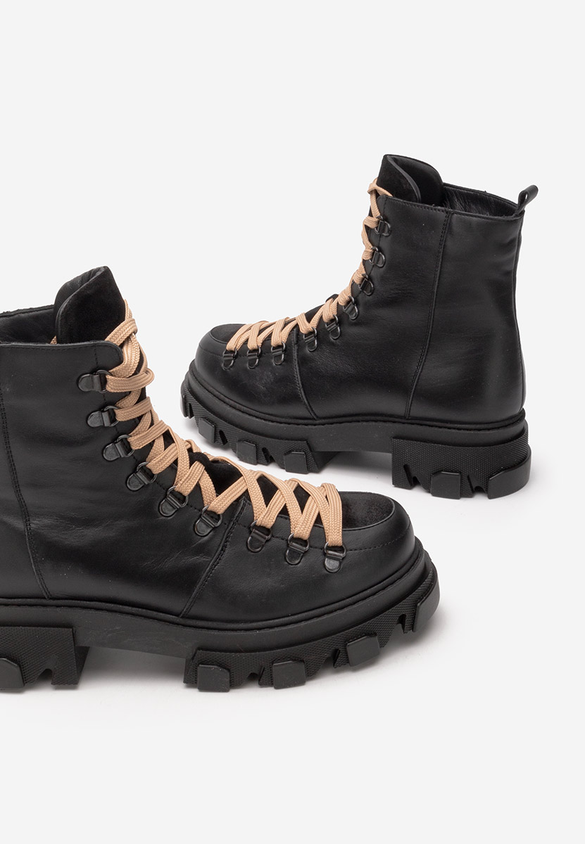 Kožne gležnjače na vezanje Mercy crno