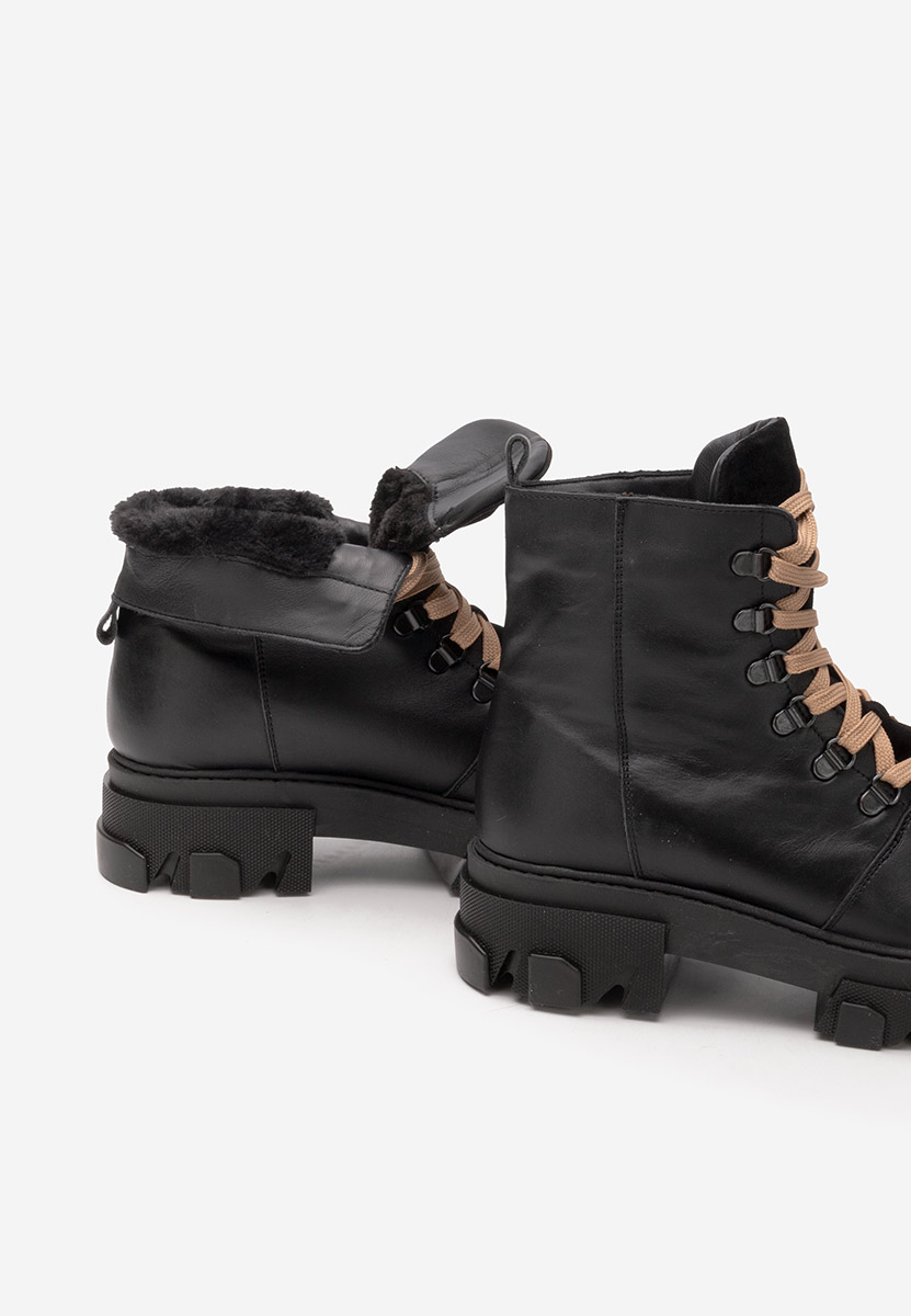 Kožne gležnjače na vezanje Mercy crno