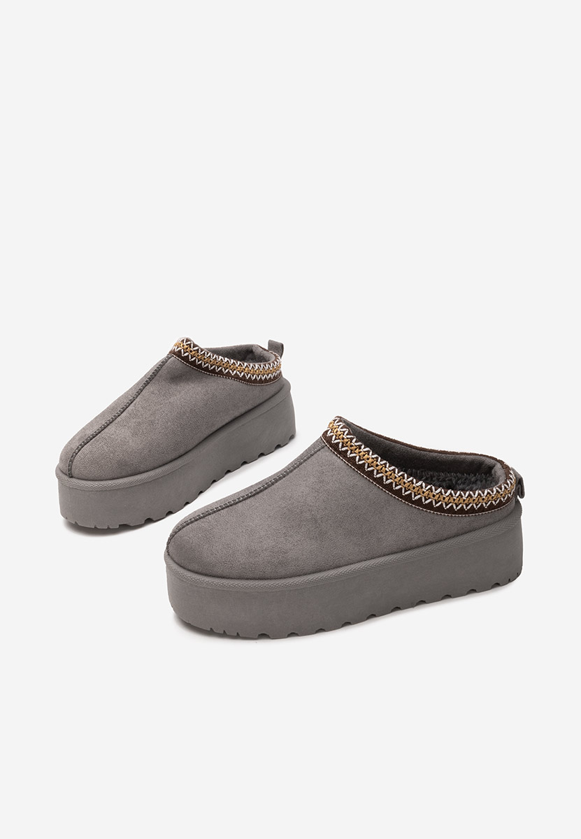 Papuče s platformom Comfy sivo