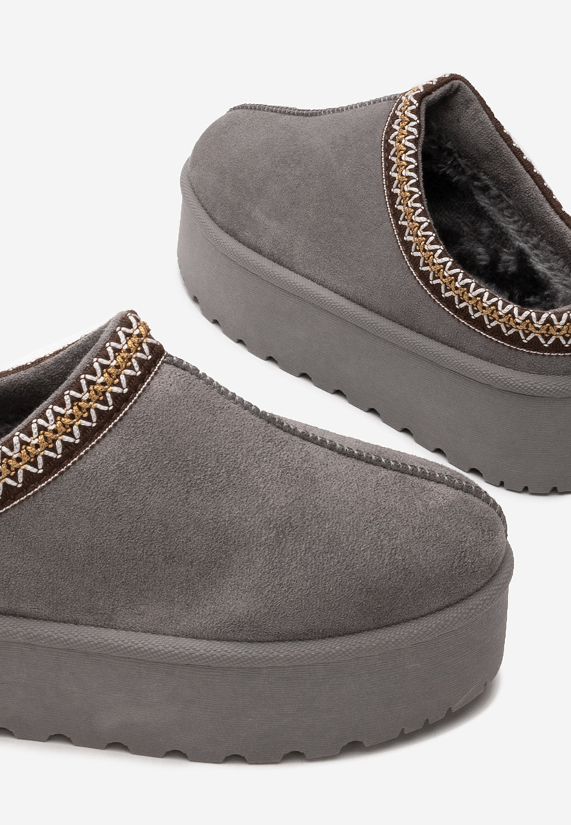 Papuče s platformom Comfy sivo