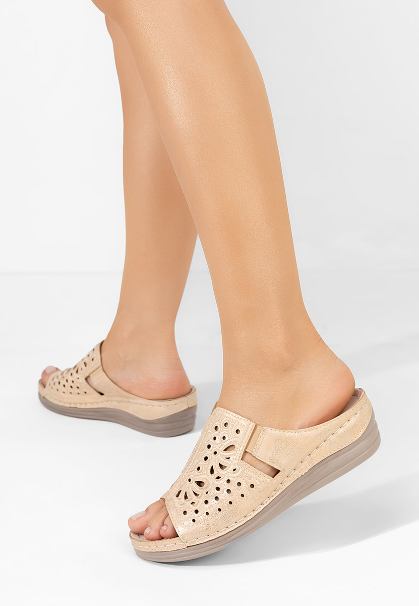 Papuče s platformom Evangelina bež
