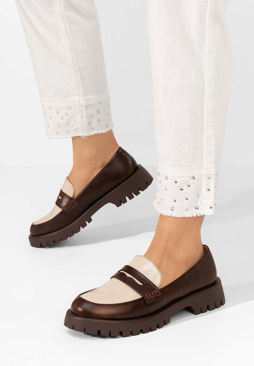 Lakirane ženske mokasinke Josefa braon