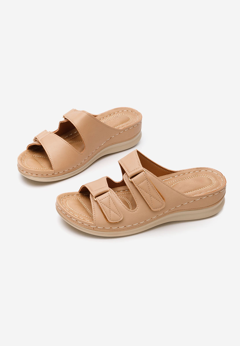 Papuče s platformom Raquela kaki