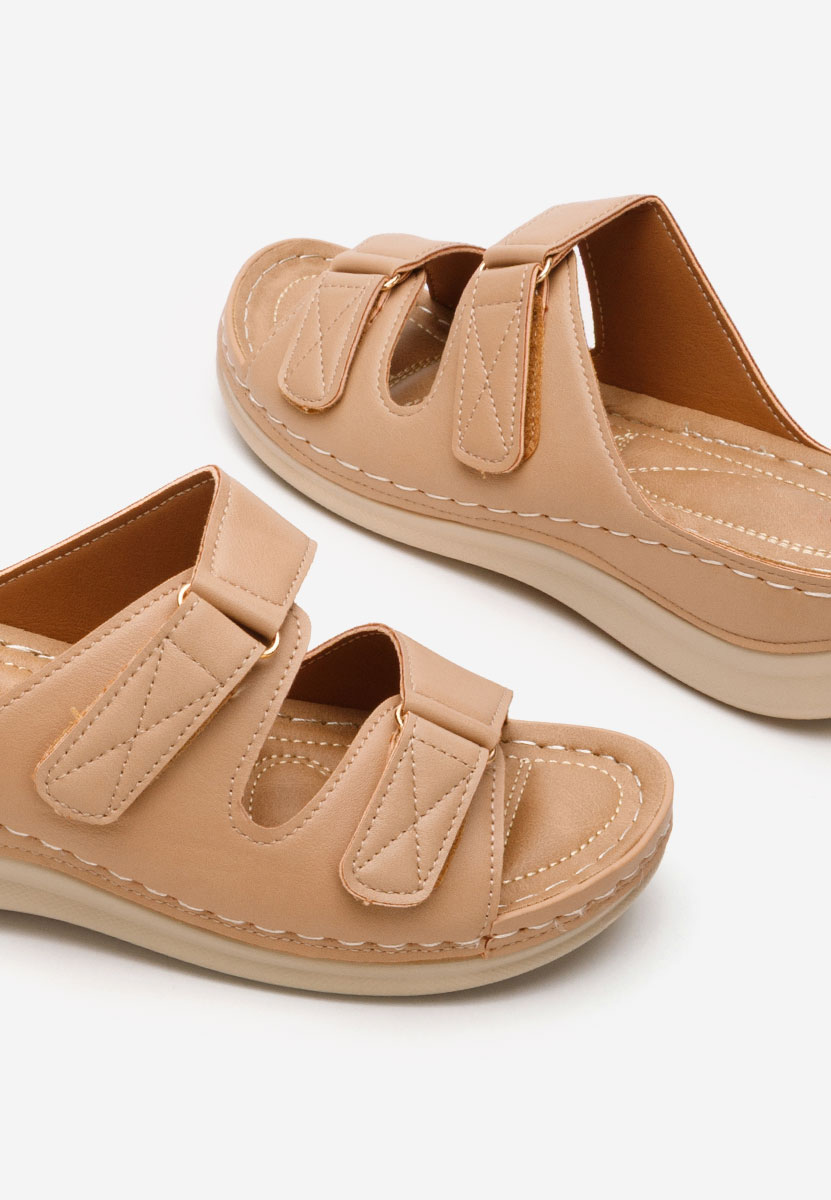Papuče s platformom Raquela kaki