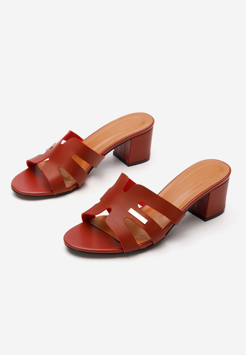 Papuče na petu Cristyne vinsko crvena