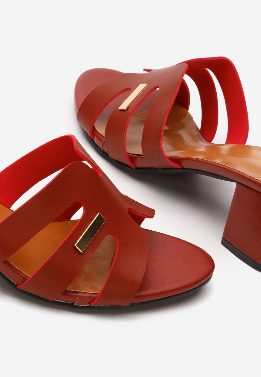 Papuče na petu Cristyne vinsko crvena