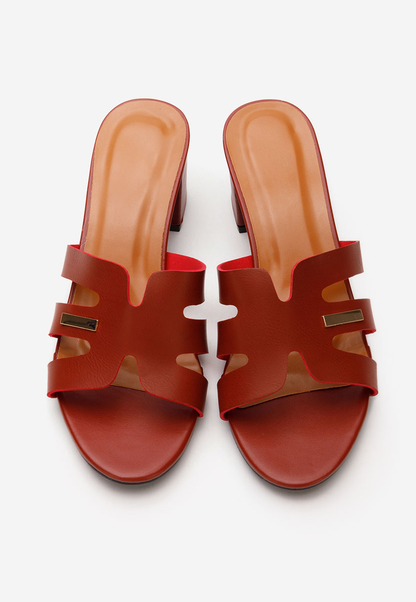 Papuče na petu Cristyne vinsko crvena