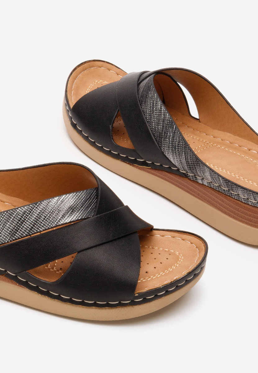 Papuče s platformom Maryna crno