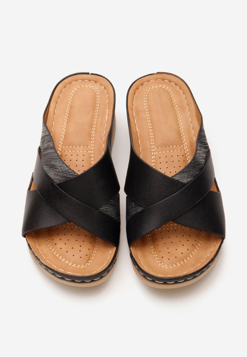 Papuče s platformom Maryna crno