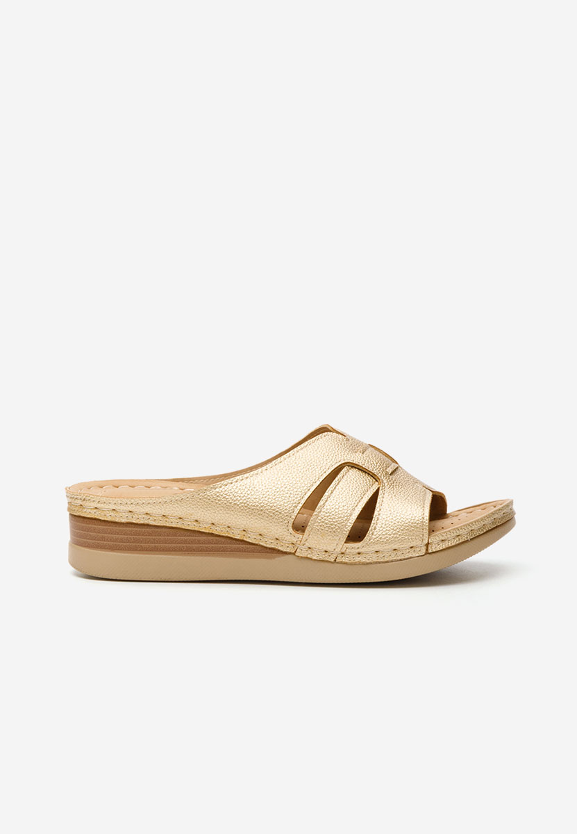 Papuče s platformom Marhta zlatno