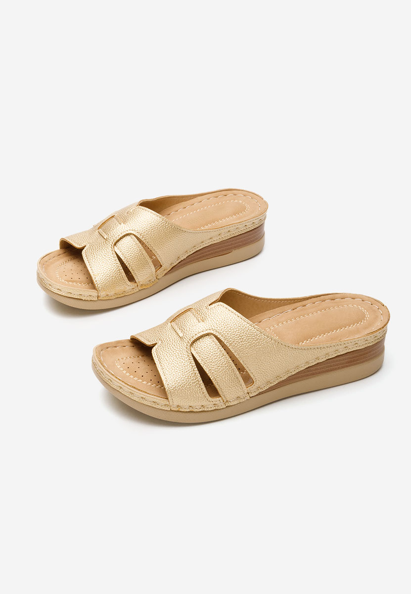 Papuče s platformom Marhta zlatno