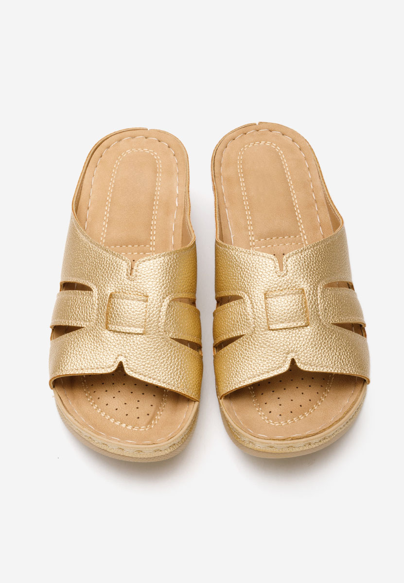 Papuče s platformom Marhta zlatno