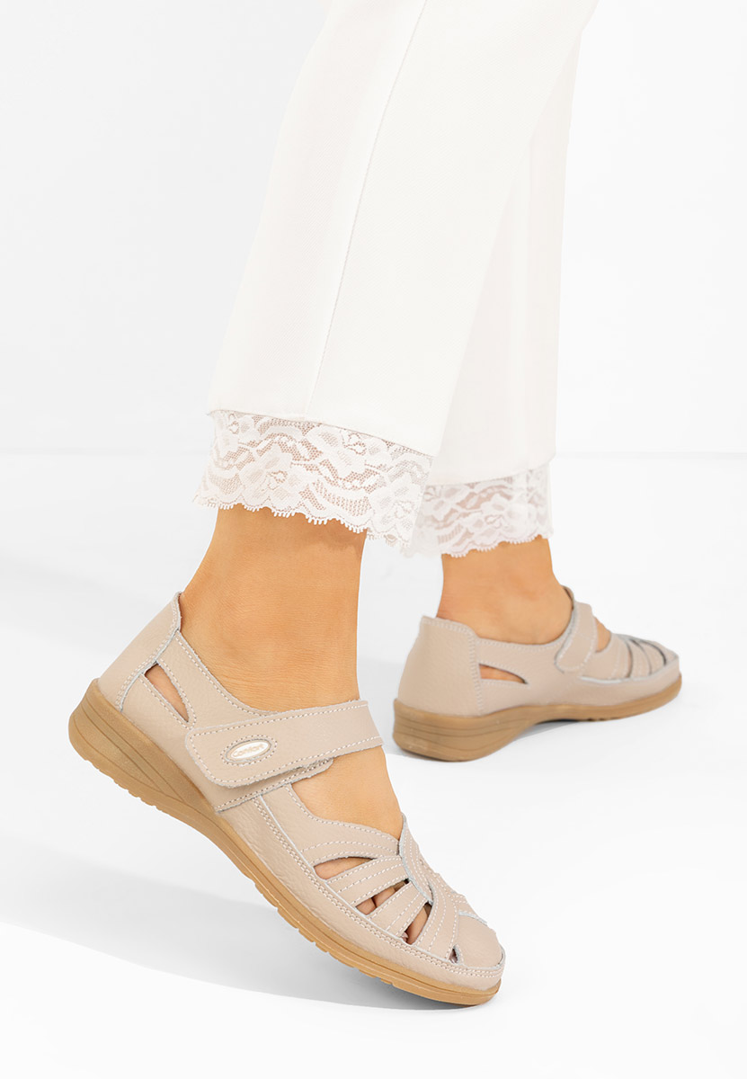 Balerinke od prirodne kože Parina bež